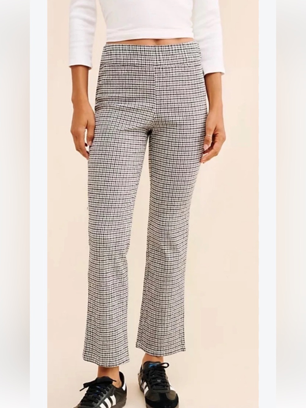 H&M Brown and Black Plaid Pants High Waist Slight Bell size 8